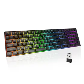 Rf-k10-bk-us Powzan Wireless Backlit Keyboard Quiet - Computer Rechargeable Ergonomic Light Up Ke