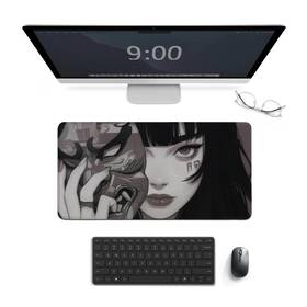 Qeopgne 2000242ws72ebvnozu Gaming Mouse Pad Large Mousepad Female Samurai Anime Girl Cool Retro Japanese