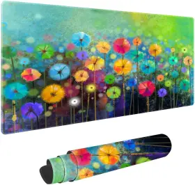 Xxl-001 Qien Baisei Watercolor Flowers Customized Large Extended Gaming Mouse Pad With Stitched E