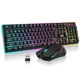 Game-yx-910 Redthunder K10 Wireless Gaming Keyboard And Mouse Combo Led Backlit Recharge