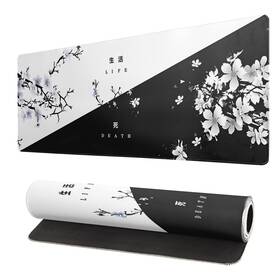 Siski Zyh1020mousep2 Black And White Japanese Cherry Blossom Gaming Mouse Pad Sakura Death Life Fl