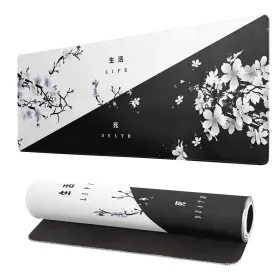 Zyh1020mousep2 Siski Black And White Japanese Cherry Blossom Gaming Mouse Pad Sakura Death Life Fl