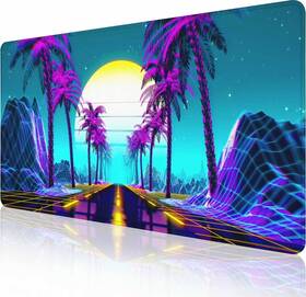 Solekla 40x90-cf-1134 Gaming Mouse Pad Large Neon Retrowave Pads For Desk Non-slip Rubber B