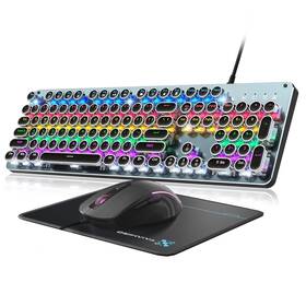 Taiahiro Bk820 Typewriter Style Mechanical Gaming Keyboard Blue Switch Rainbow Led Backlit