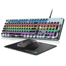 Bk820 Taiahiro Typewriter Style Mechanical Gaming Keyboard Blue Switch Rainbow Led Backlit