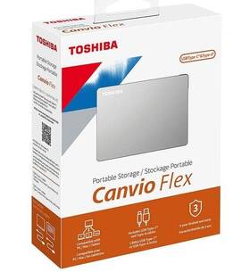 Toshiba Hdtx110xs3aa Canvio Flex Portable External Hard Drive - Silver Usb-c And Usb-a Compati
