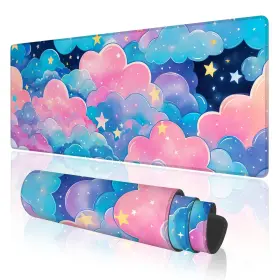 Toxxu 740207867456 Pink Cloud Large Gaming Mouse Pad With Anti-slip Base For Keyboard Kawaii Co