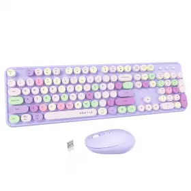 Aaa-qqq-de-v-por-0901-b-54 Ubotie Colorful Computer Wireless Keyboard Mouse Combos Typewriter Flexible