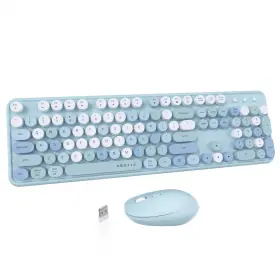 Kkkkt-03 Ubotie Colorful Computer Wireless Keyboard Mouse Combos Typewriter Flexible