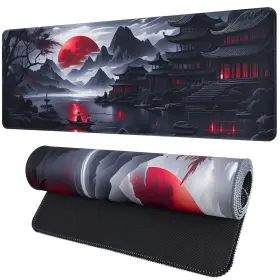 Wzu-sbd000yh-80x30-redmoon Vanzard Freenook Large Gaming Mouse Pad Anime Black Mousepad With Stitched Edges Ex