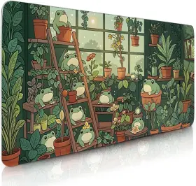 Vorruil 634052418645 Frog Gaming Mouse Pad Lush Green Nature Theme Indoor Mousepa