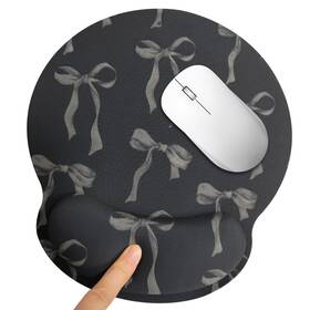 Wirfray 709226266695 Black Bow Mouse Pad With Wrist Rest Ergonomic Memory Foam Su