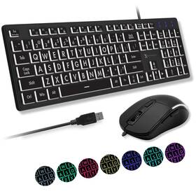 X9 Performance X9blkeylp7cb Wired Keyboard And Mouse Combo - Large Print Backlit Fo