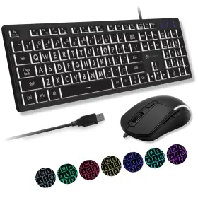 X9blkeylp7cb X9 Performance Wired Keyboard And Mouse Combo - Large Print Backlit Fo