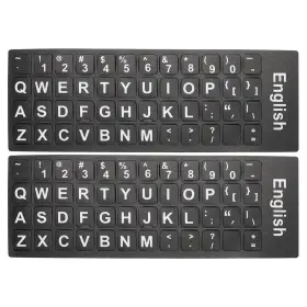 Zaplyte 609044448764 2 X English Keyboard Stickers Cover Frosted Black Background White Lettering