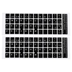 Zaplyte 686687870336 2 X Spanish Keyboard Stickers Cover Smooth Black Background White Lettering
