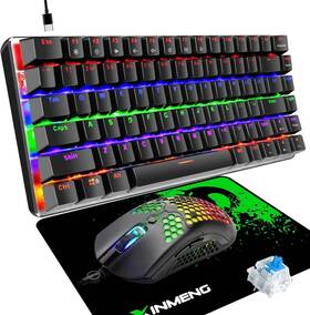 Ziyou Lang Ak33 Gaming Keyboard And Mouse Pad Wired Rainbow Backlit Mechanical Keyb