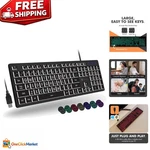X9 104-KEY Large Print Backlit Keyboard With Rgb Lighting Perfect For Seniors New. Price: $29.99.