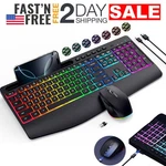 Teclado Y Mouse Inalambrico Combo Para Laptop Con Luz Led Soporte De Celular New. Price: $49.99.