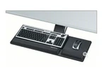 Fellowes Keyboard Tray: 3 In Ht, 18 Lg, 27 1/2 Wd, Arm, Black New. Price: $60.00.