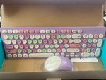 Retro Typewriter Wireless Keyboard With Round Keycaps, 2.4GHZ Blue Colorful New. Price: $14.99.