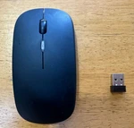 Okimo Wireless Mouse Rechargeable Slim Silent Black Used. Price: $6.99.