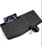 Wireless Keyboard And Mouse Combo -ergonomic Wrist Rest, Phone Holder New. Price: $25.99.