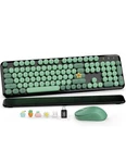 Wireless Ergonomic Keyboard & Mouse Set, Detachable Wrist Rest, Black Green Open. Price: $21.19.