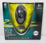 Boxed Logitech Gaming G7 Laser Cordless Mouse (931375-0403) Open. Price: $299.99.