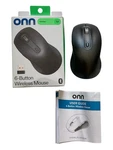 Onn 6-BUTTON Wireless Mouse Ergonomic 2.4GHZ Black 5 Adjustable Sensitivity Open. Price: $5.90.