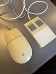 Vintage Apple M2706 Mouse Wired Ball Beige & Logitech Button MB-82-9. Price: $14.99.