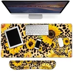 3 In 1 Full Desk Mouse Pad Keyboard Wrist Rest Set Sunflowers Leopard New. Price: $57.99.