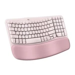 Logitech Wave Keys Wireless Ergonomic Keyboard With Cushioned Palm Rest Rose Open. Price: $58.18.