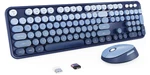 Wireless Keyboard And Mouse Combo Retro Typewriter Style Round Keycaps Blue Open. Price: $24.99.